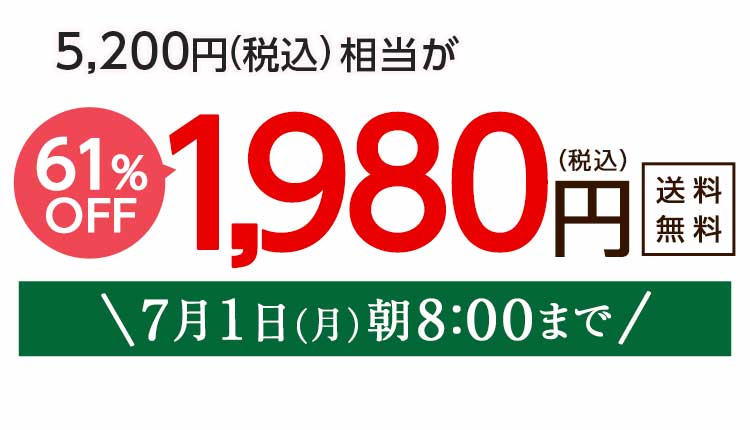 1,980円（税込）　期間限定7/1(月)朝8:00まで