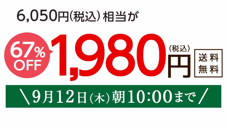 1,980円（税込）　期間限定9/12(木)朝10:00まで