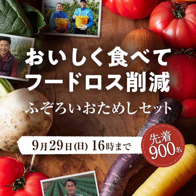 「ふぞろいだけど　ごちそう」まるごと味わうふぞろい食材　おためしセット