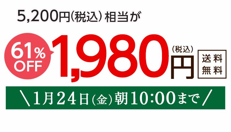 1,980円（税込）　期間限定1/24(金)朝10:00まで