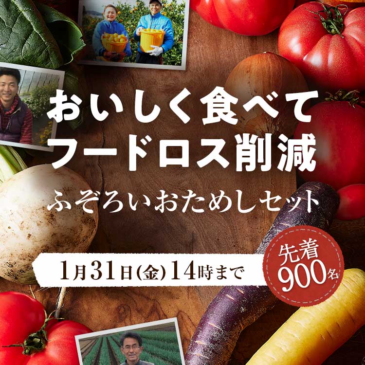 「ふぞろいだけど　ごちそう」まるごと味わうふぞろい食材　おためしセット